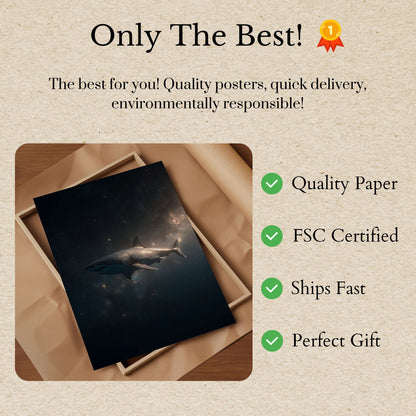 Cosmic Shark Space Voyage Poster