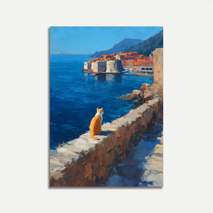 Orange Cat Overlooking Dubrovnik Poster
