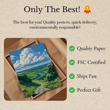 Rolling Valley River Landscape Poster