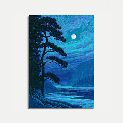 Maanverlichte Pijnboom Landschap Poster