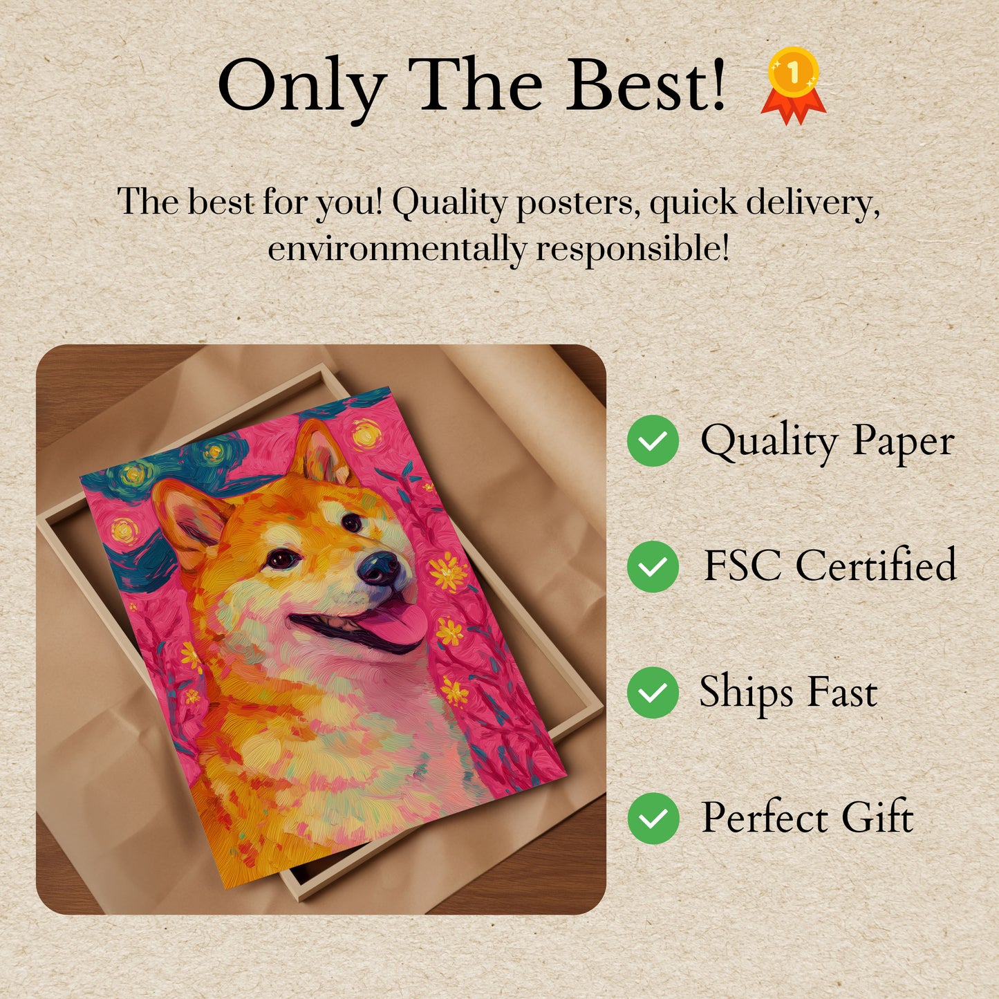 Affiche artistique Shiba Inu vibrante