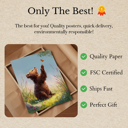 Bär jagt Schmetterling Poster