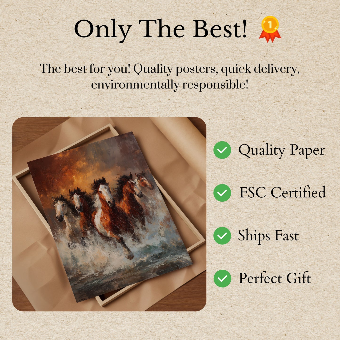 Manifesto di Cavalli Selvaggi che Corrono Attraverso l'Acqua