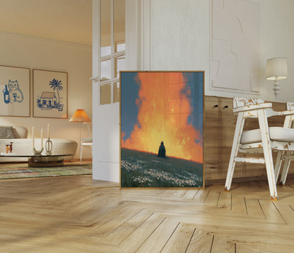 Solitary Figure in Fire Poster