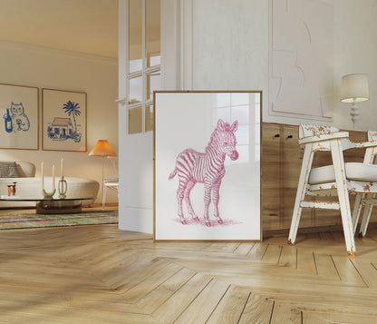 Pink Zebra Sketch Poster