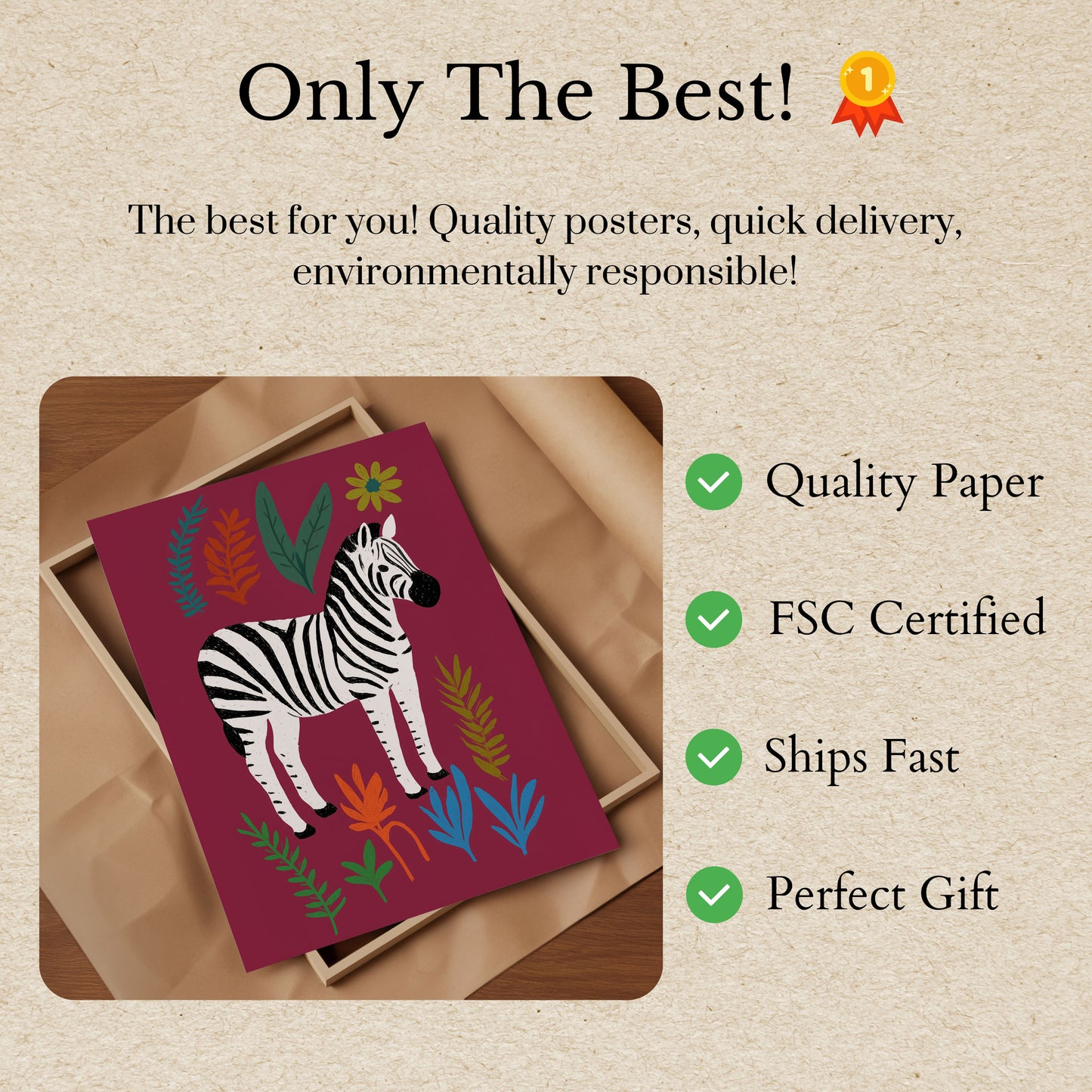 Póster botánico de cebra vibrante