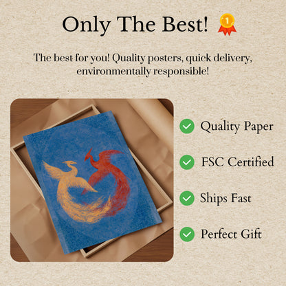 Golden and Red Phoenix Poster