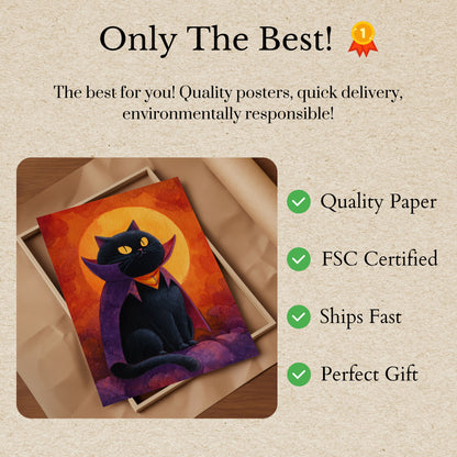 Vampire Cat Under Moon Poster