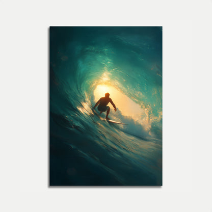 Golden Wave Surfer Poster