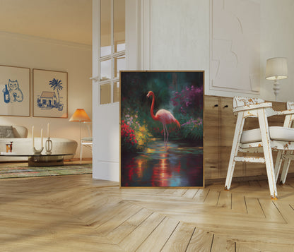 Póster del jardín del flamenco carmesí