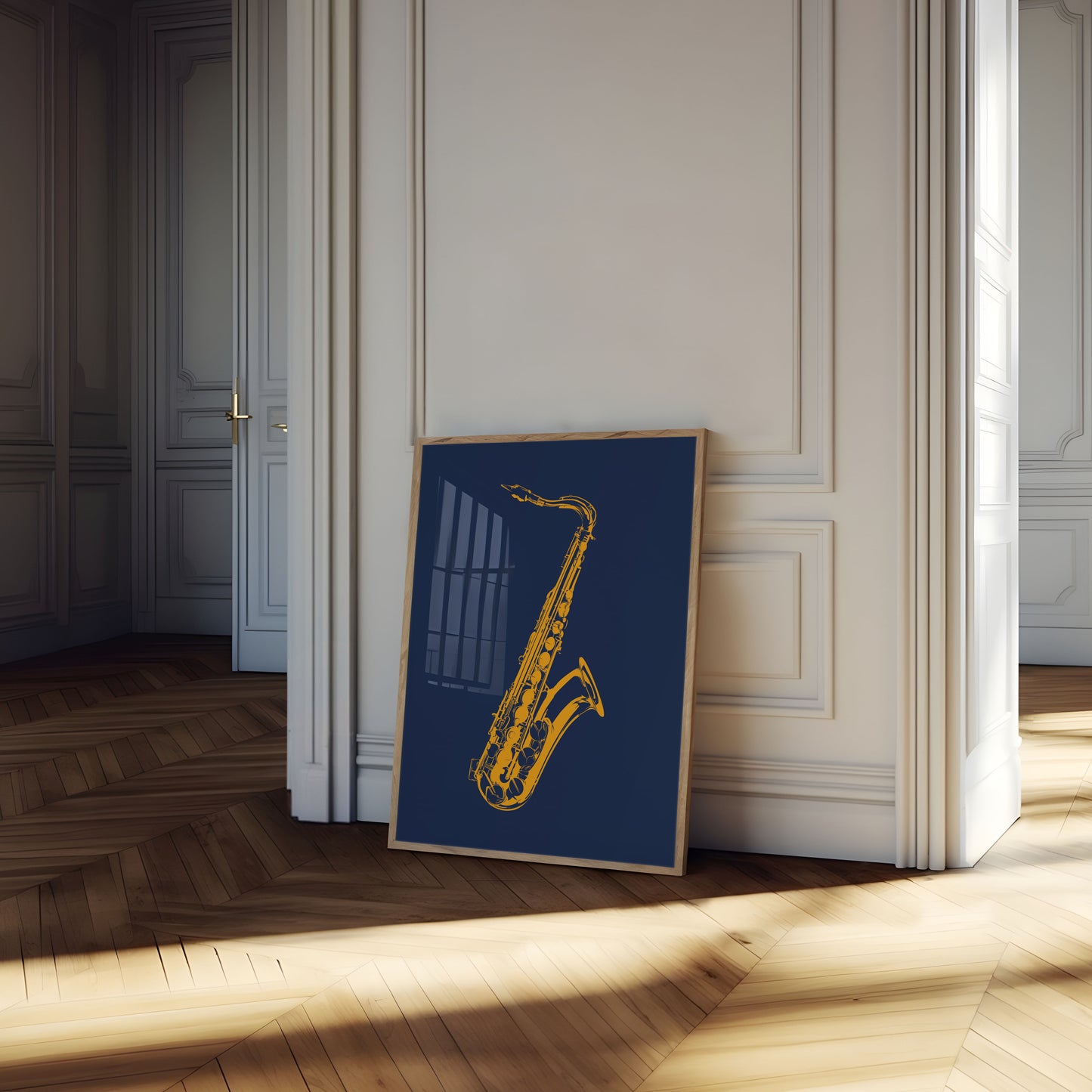 Jazzový plakát zlatého saxofonu