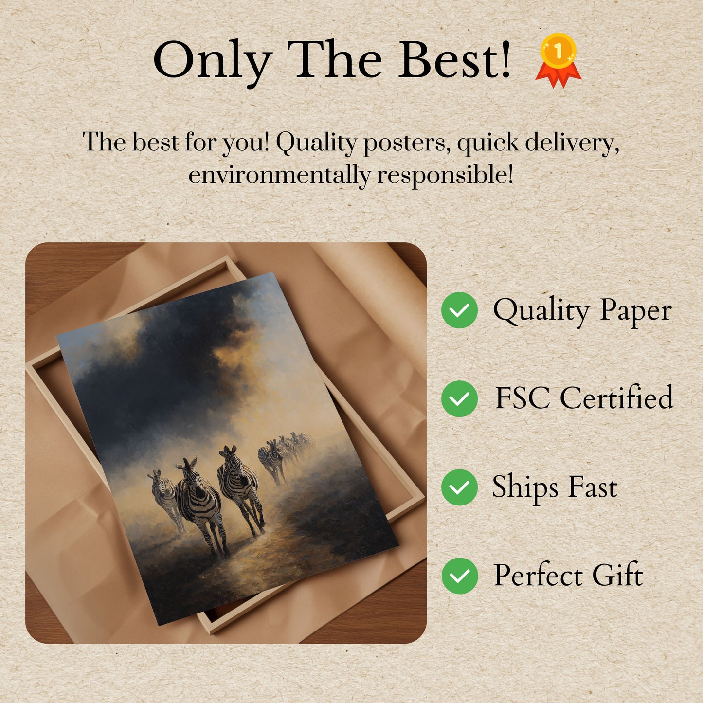 Zebror springer genom damm affisch