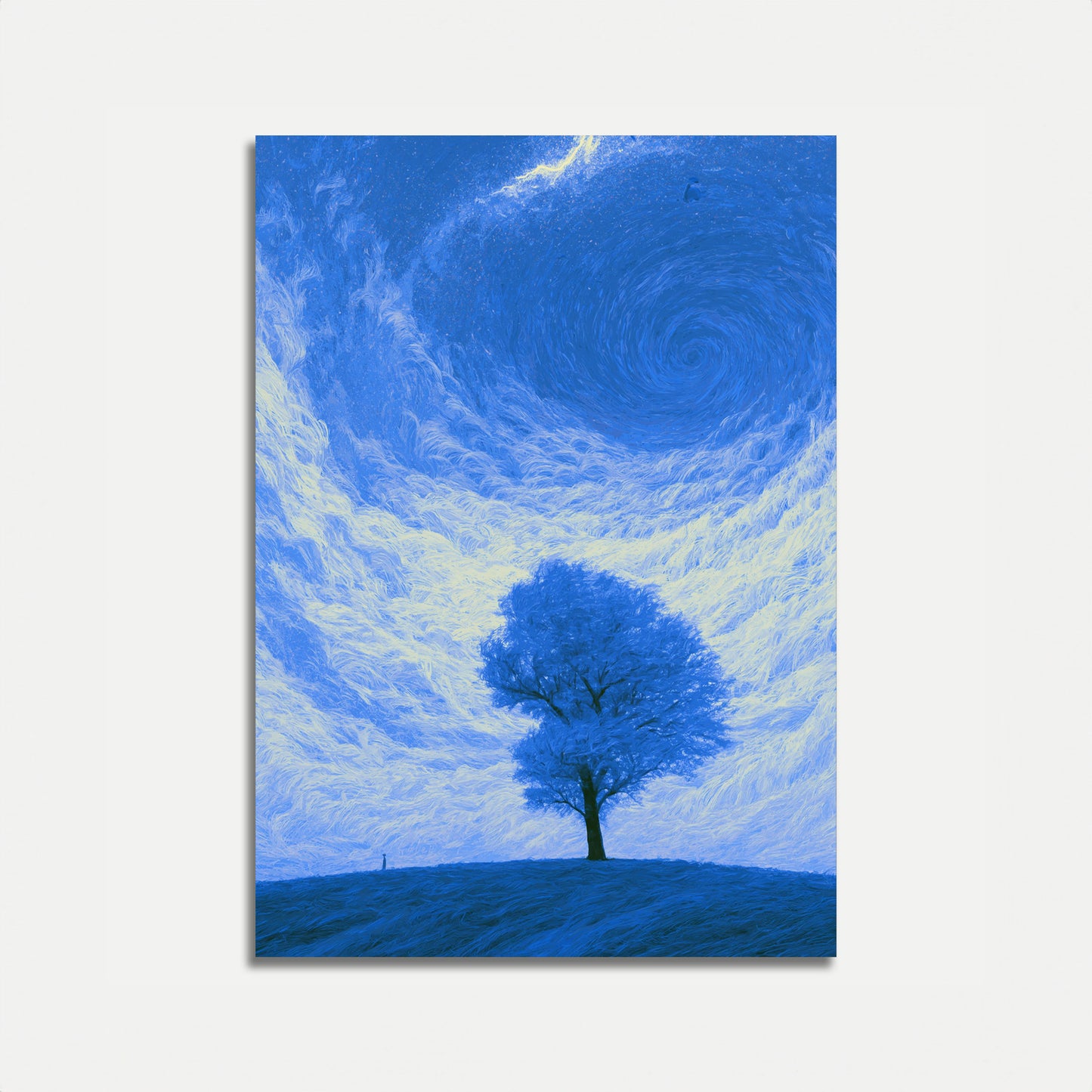 Solitary Tree Under Starry Sky Poster