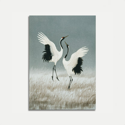 Dansende Kranen in Winter Poster