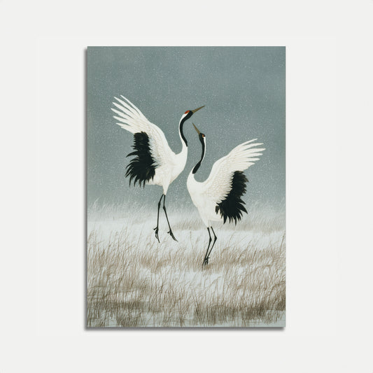 Póster de Grúas Danzantes en Invierno