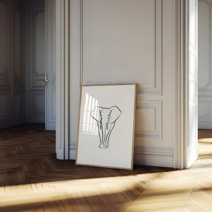 Minimalist Elephant Line Art Poster