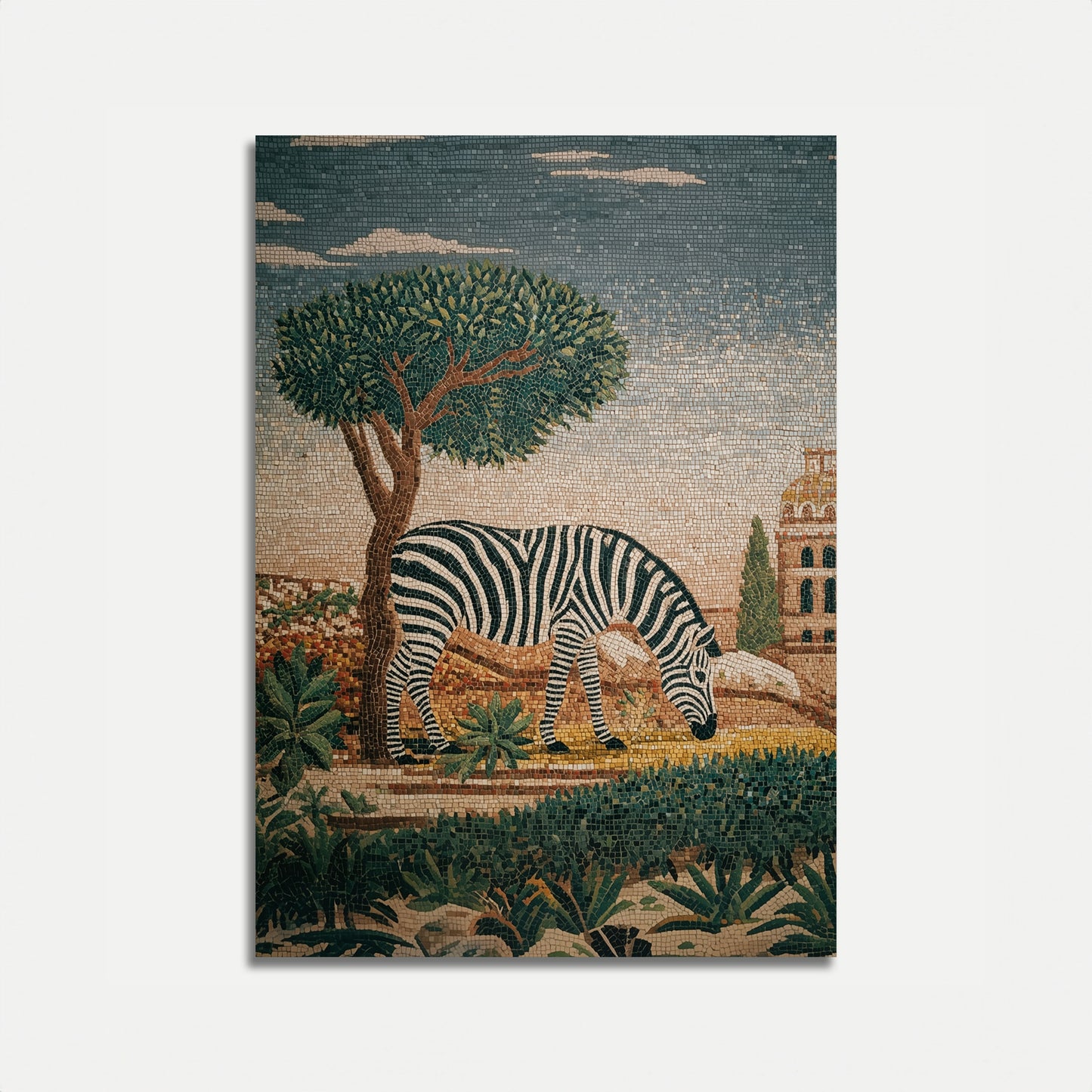 Zebra Under Mediterranean Tree Poster