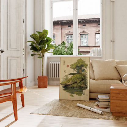 Póster de la orilla del río Serene Crocodile