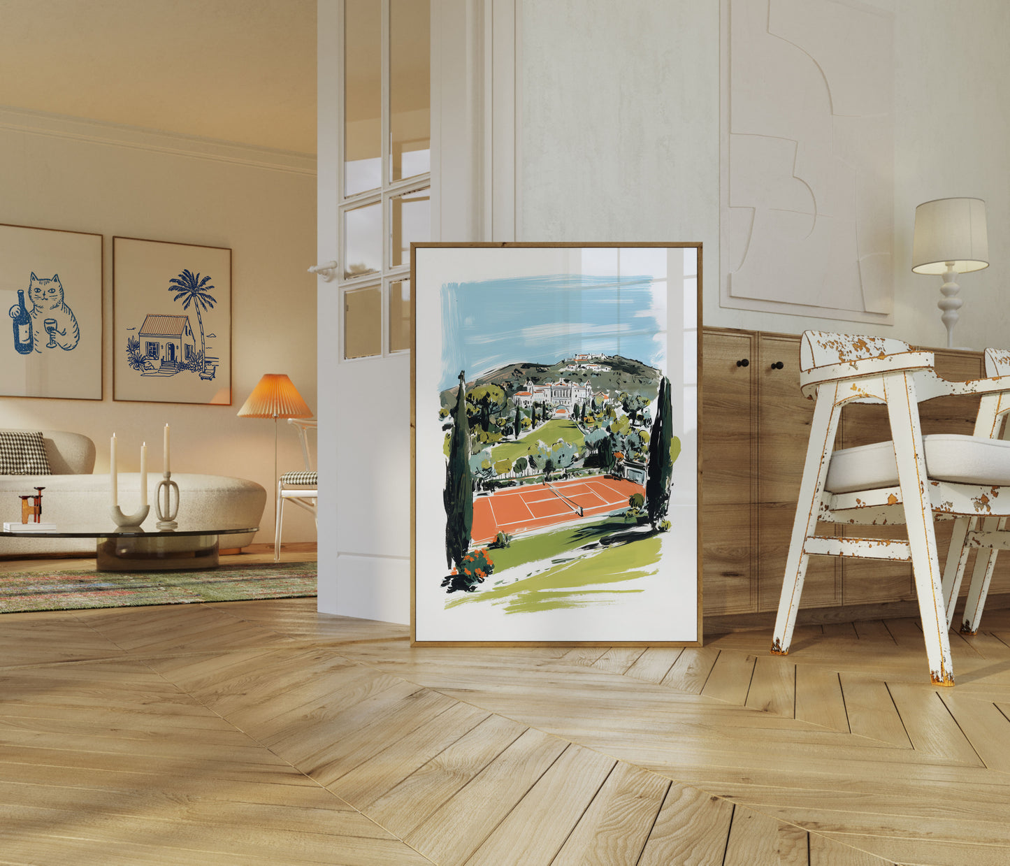 Coastal Tennis Court Paradise Poster