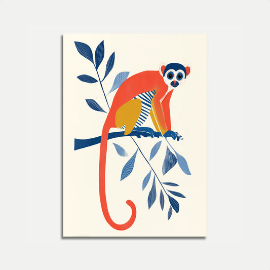 Affiche Singe Coloré sur une Branche