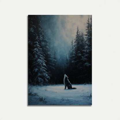 Wolf Howling in Winter Forest Poster