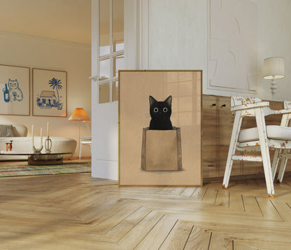 Schwarze Katze in Box-Plakat