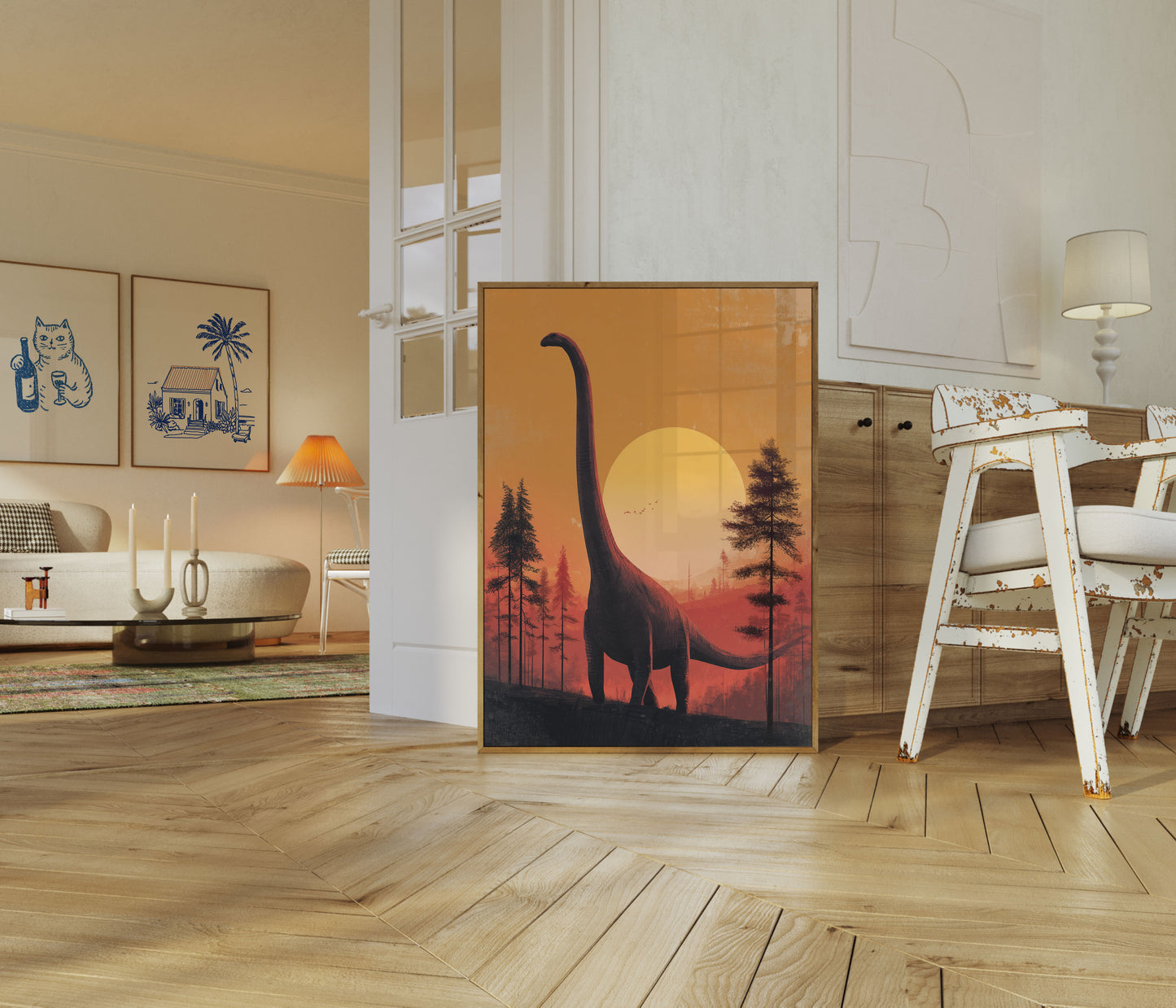 Sunset Brachiosaurus Forest Poster