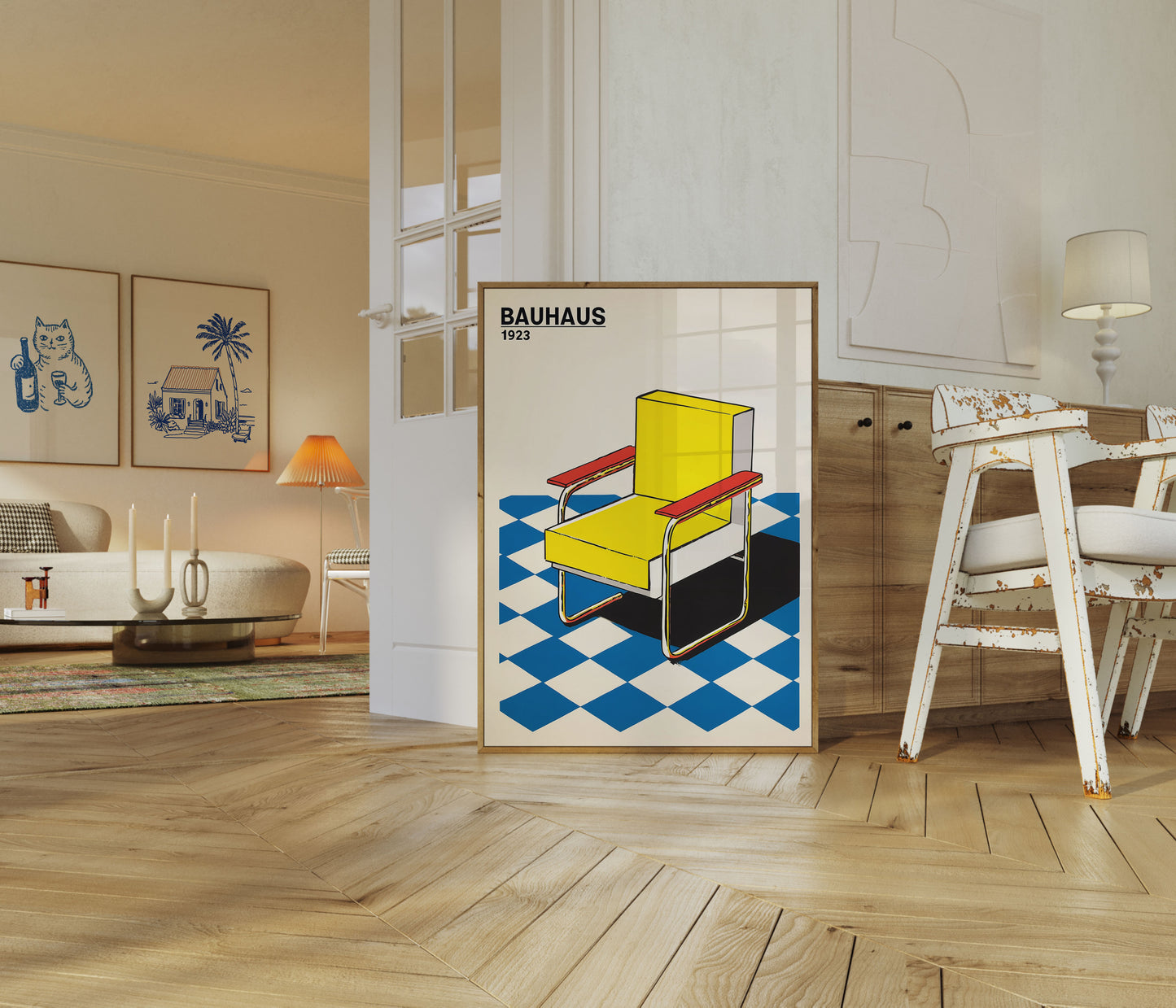 Bauhaus Geometric Chair Poster