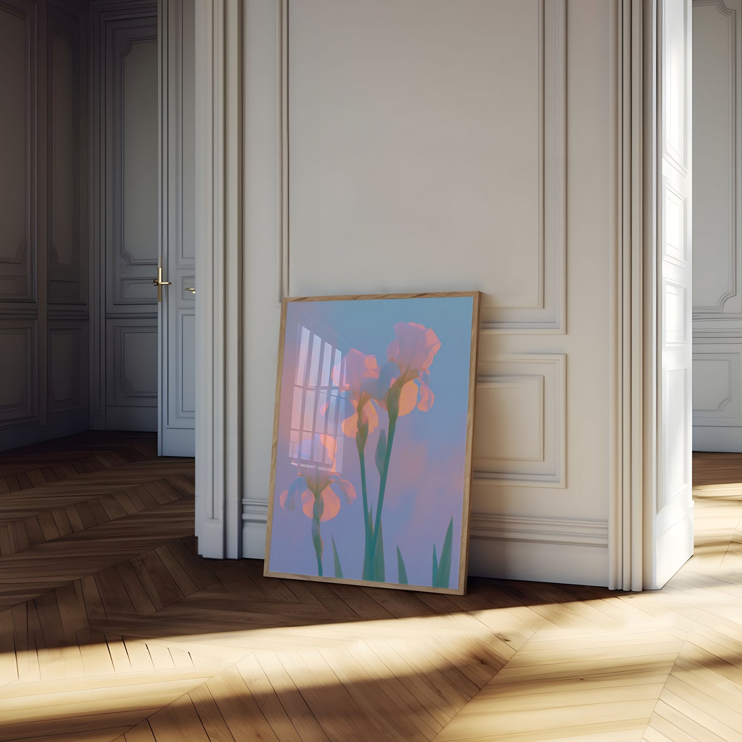 Iris Flowers at Sunset Poster