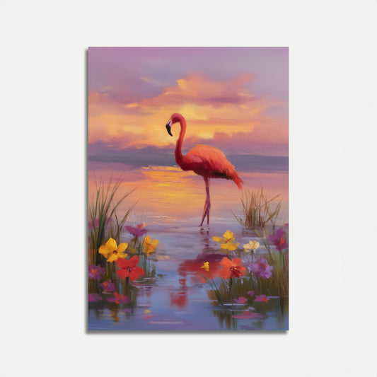 Zonsondergang Flamingo Droom Poster