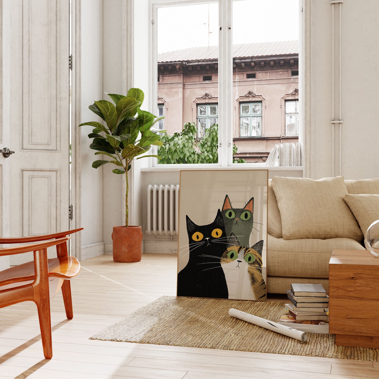 Three Cats Gazing Poster