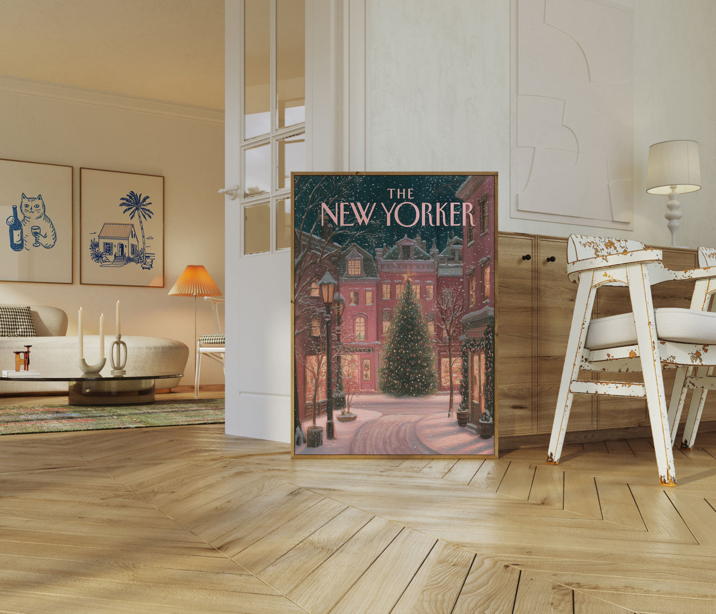 New York Christmas Winter Scene Poster