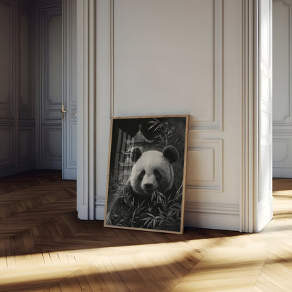 Serene Panda Pagoda Poster