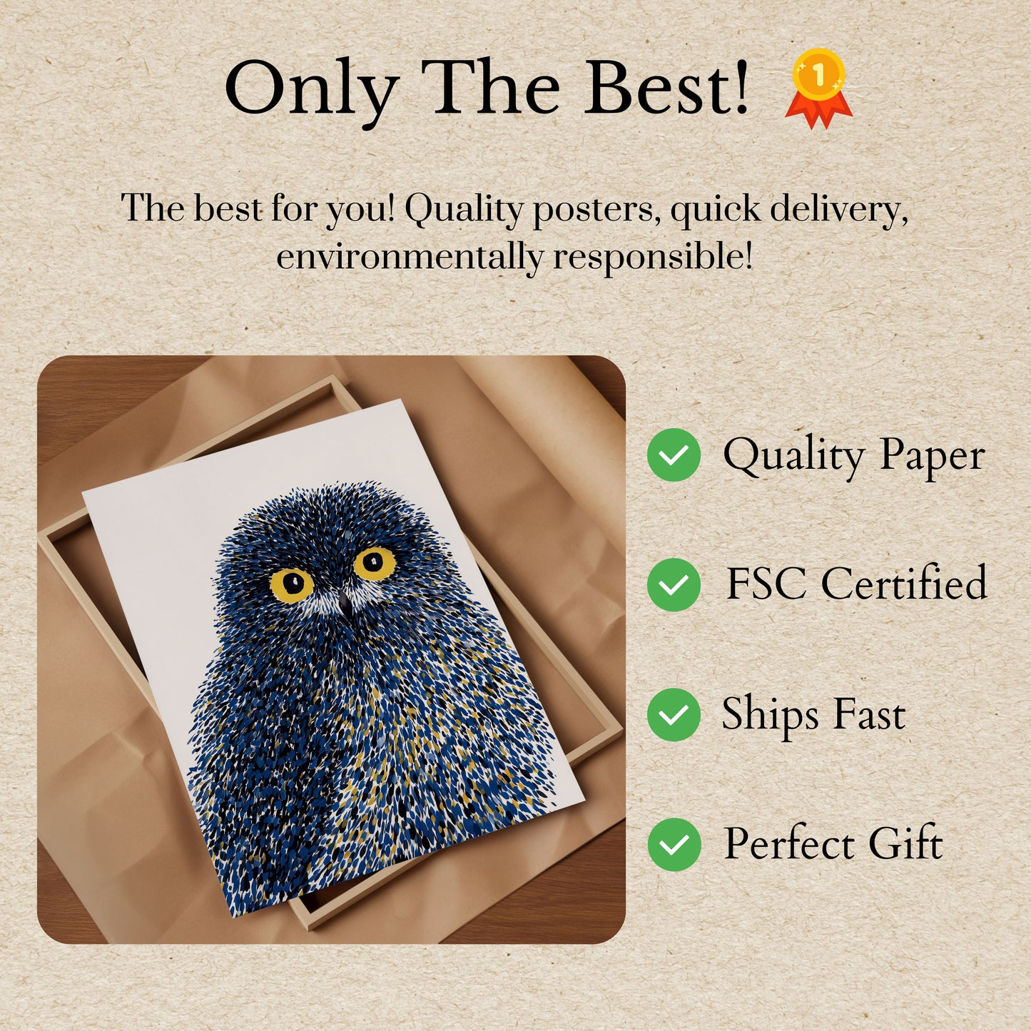 Mystical Blue Owl Portrait Poster