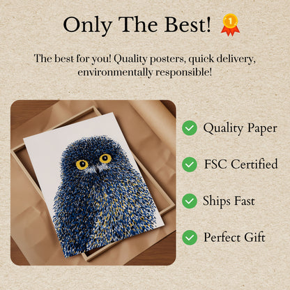 Mystical Blue Owl Portrait Poster