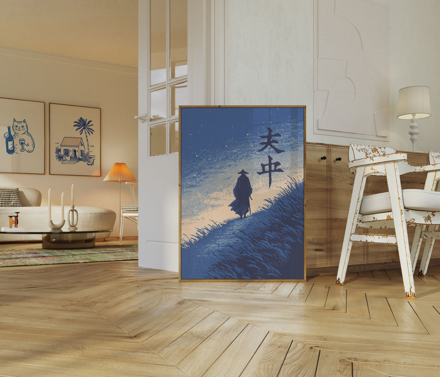 Krieger im Grasland stehend Poster