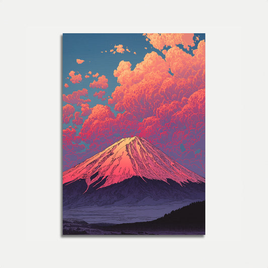 Mount Fuji Sunset Landscape Poster