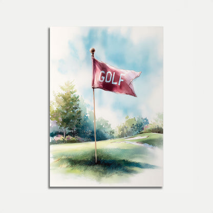 Serene Golf Course Flag Poster