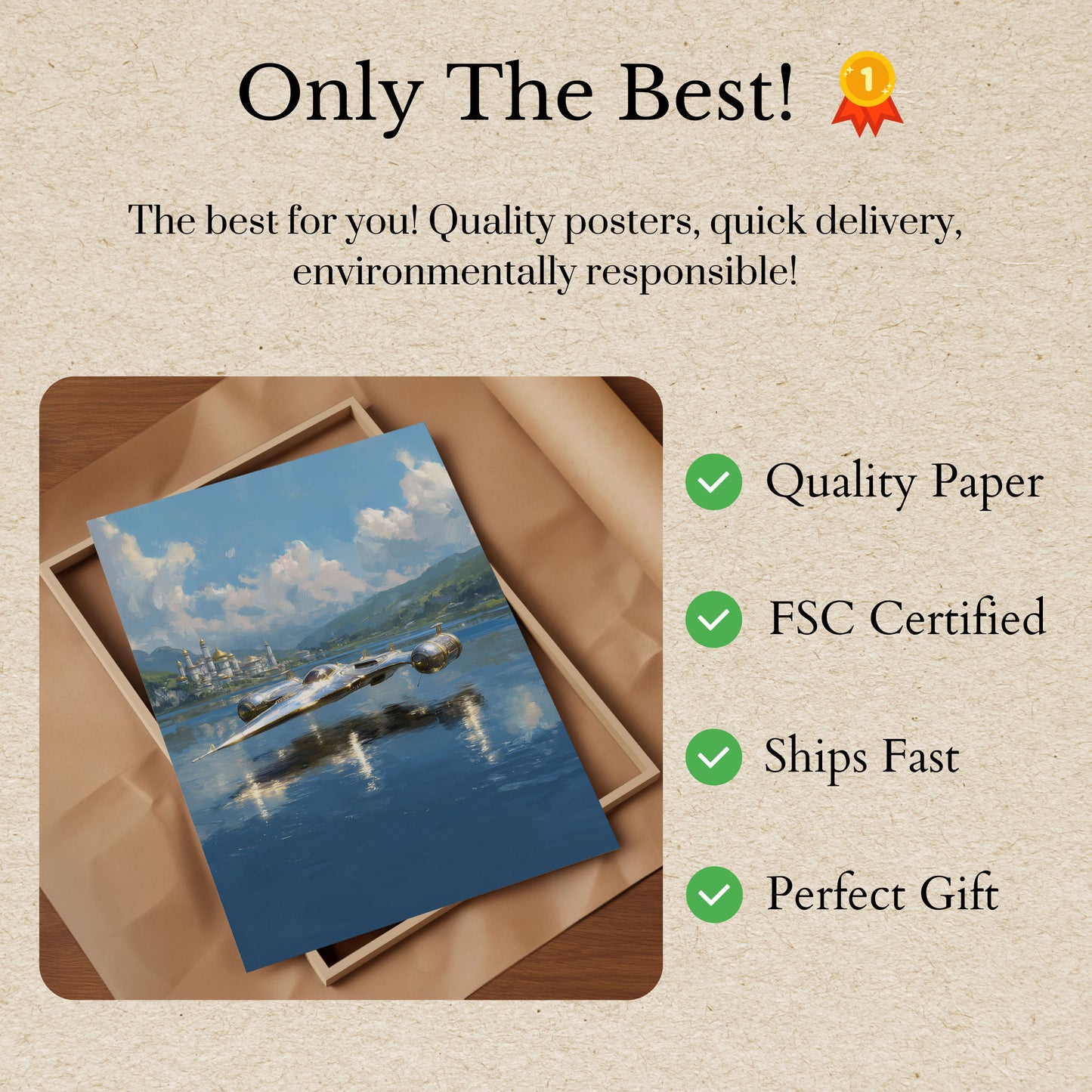 Futuristic Spaceship Lake Poster