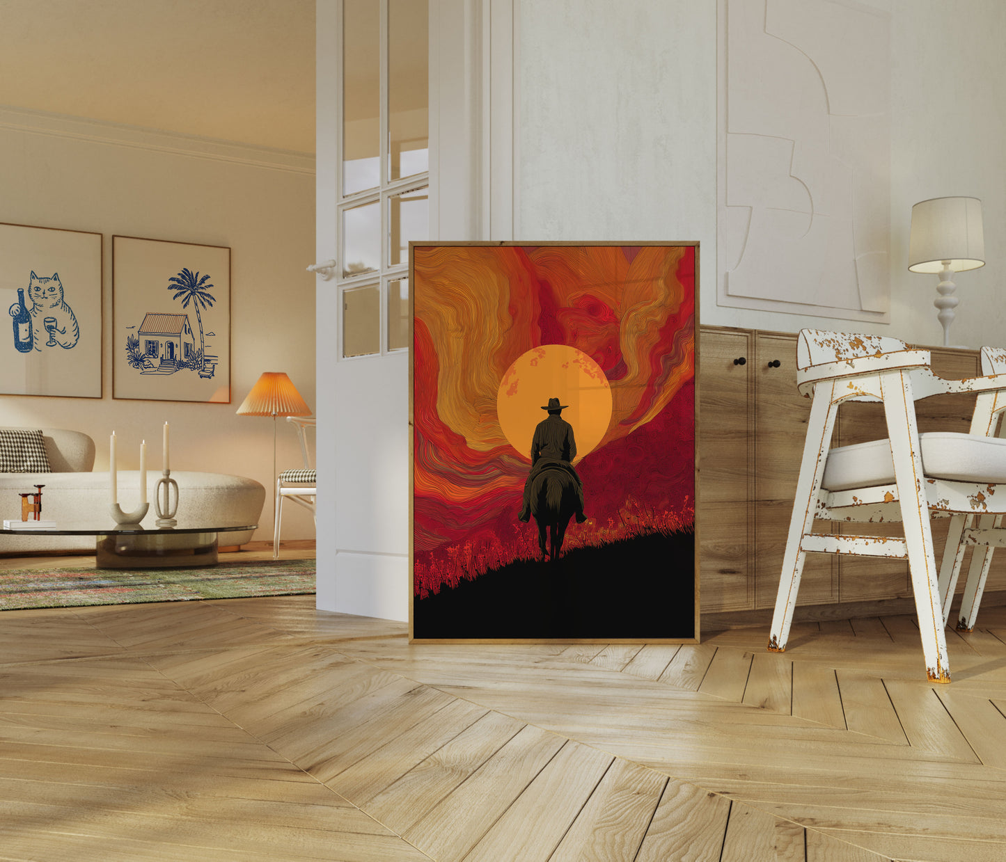 Lone Rider Sunset Poster