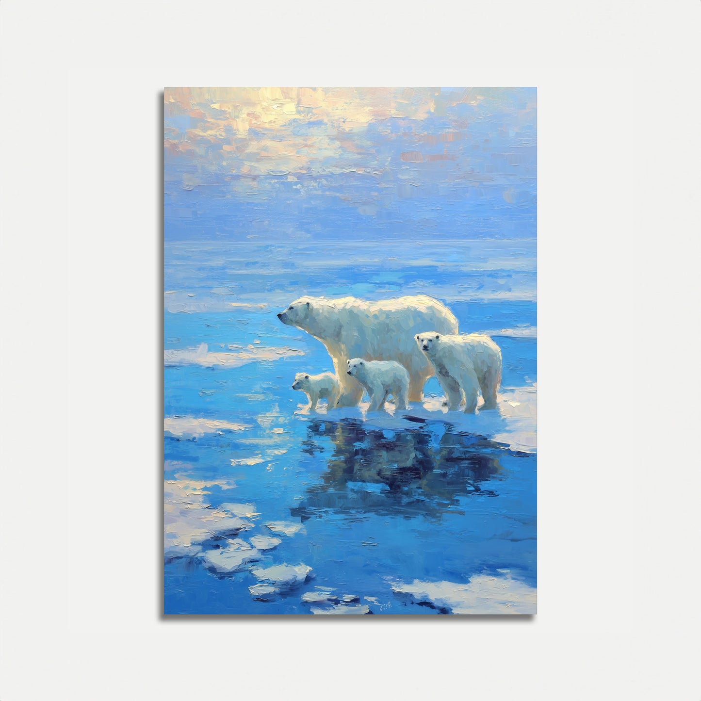 Polarbjörnsfamilj Arktisk Affisch