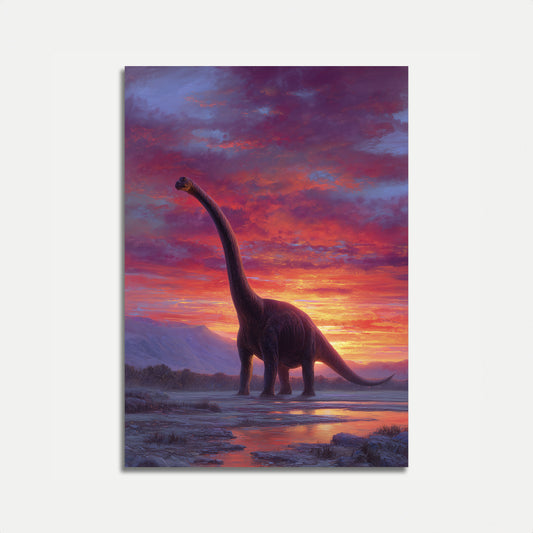 Póster de la Majestuosidad del Atardecer del Brontosaurio