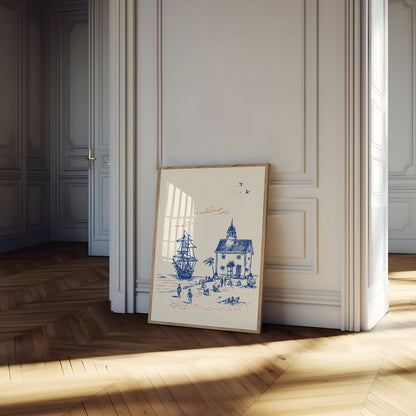 Nautical Pirate Coastal Scene Poster