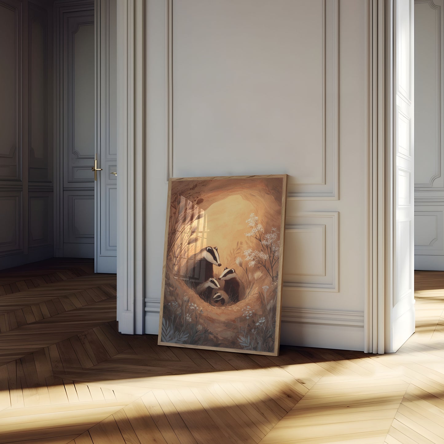 Badger Family Burrow Poster