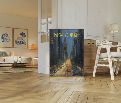 New York City Twilight Traffic Poster