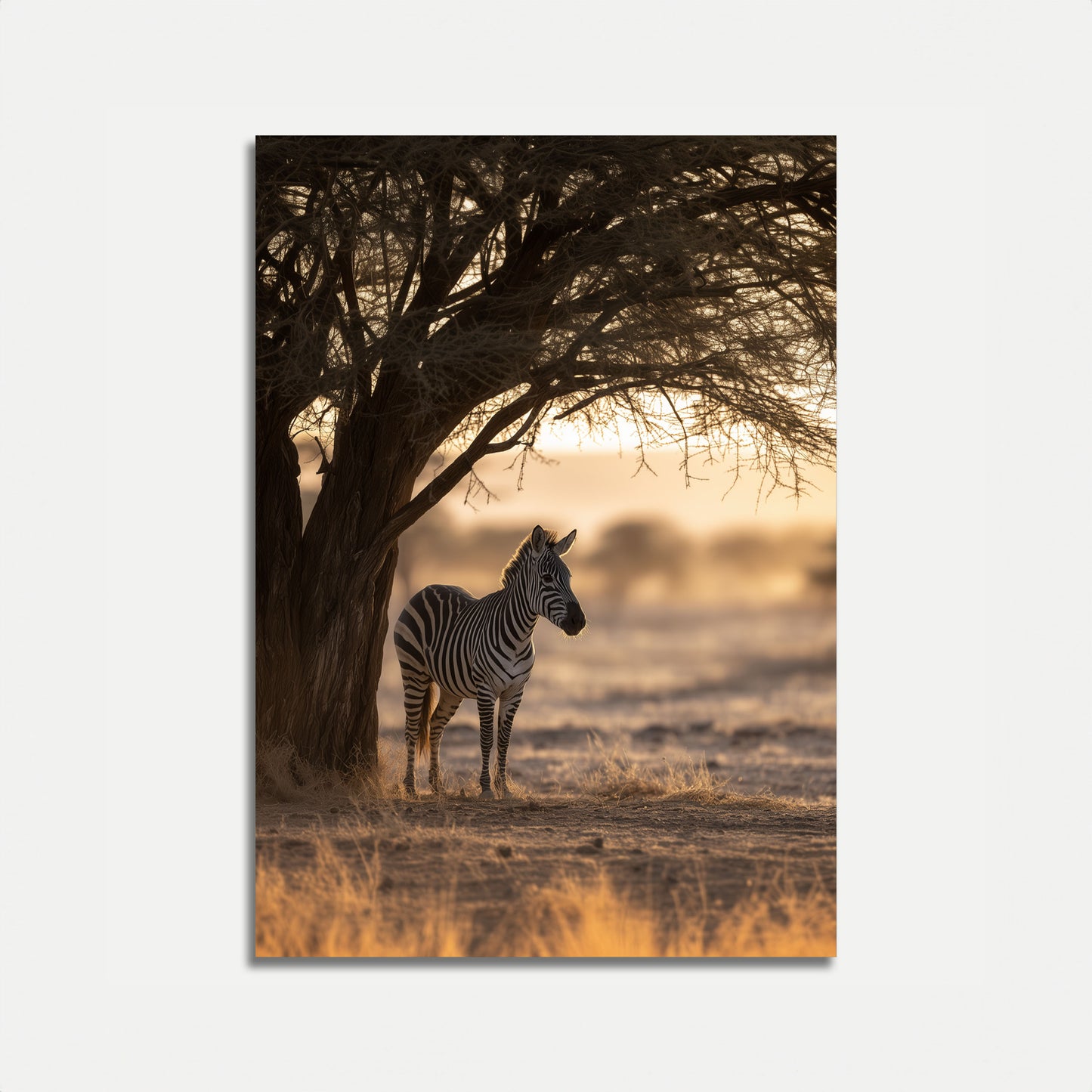 Lone Zebra Under Acacia Poster