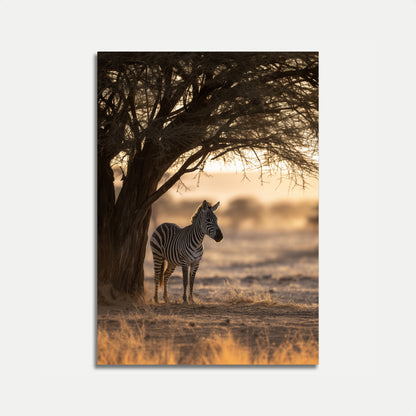 Lone Zebra Under Acacia Poster