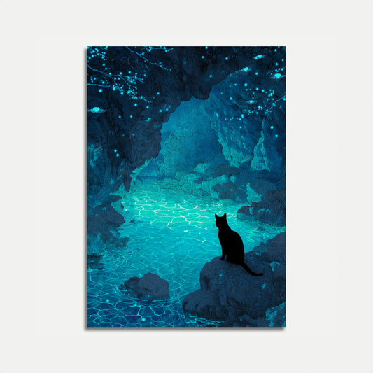 Cat by Glowing Cave Poster