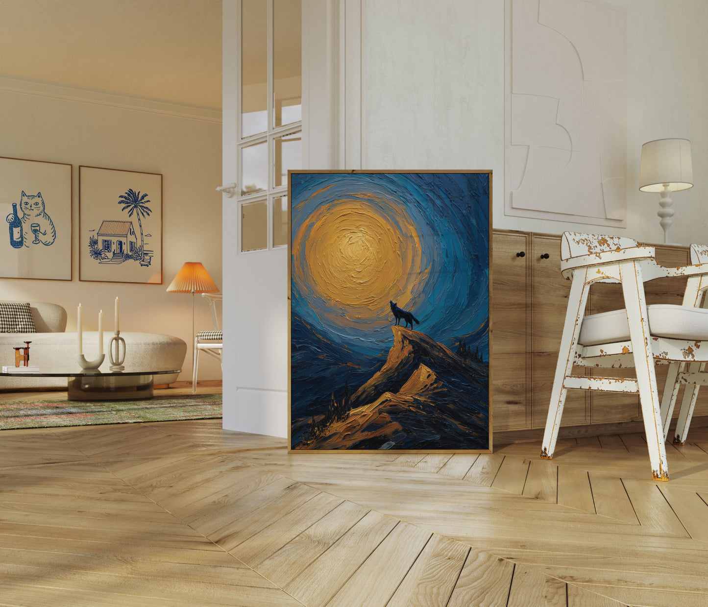 Wolf Howling at Moon Poster