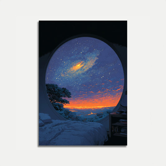 Poster Tramonto Celeste Attraverso la Finestra